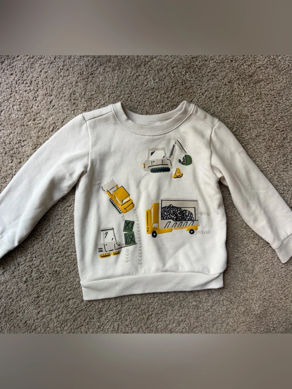 Carter's Cream Crewneck Sweater with Construction Print